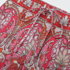 Vintage Red Pattern V-Neck Vest Top & Pleated Pants