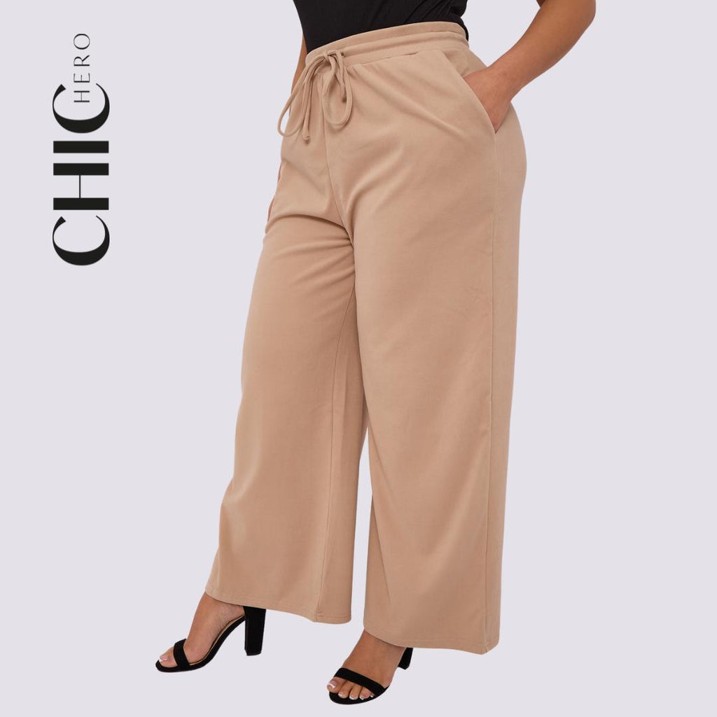 Plus Size Round Neck Short Sleeve Waist Long Sleeve Solid Color Suit