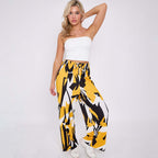 ChicHero Abstract Print Wide-Leg Drawstring Pants Palazzo Pleated Pants