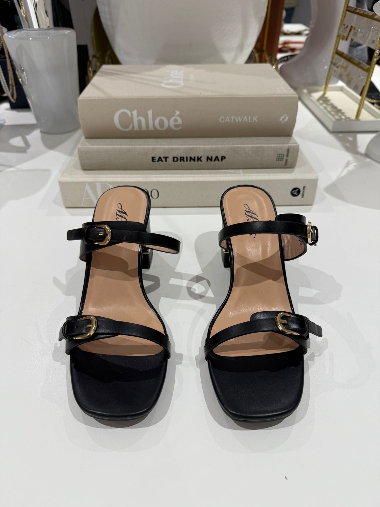 Double Buckle Strap Block Heel (4 Colours)