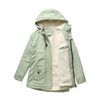 DGHM-JLMY 1/2 Pack Women's Windproof Waterproof Cotton Coats Fashion Warm Hooded Outerwear Solid Thick Fleece Jacket