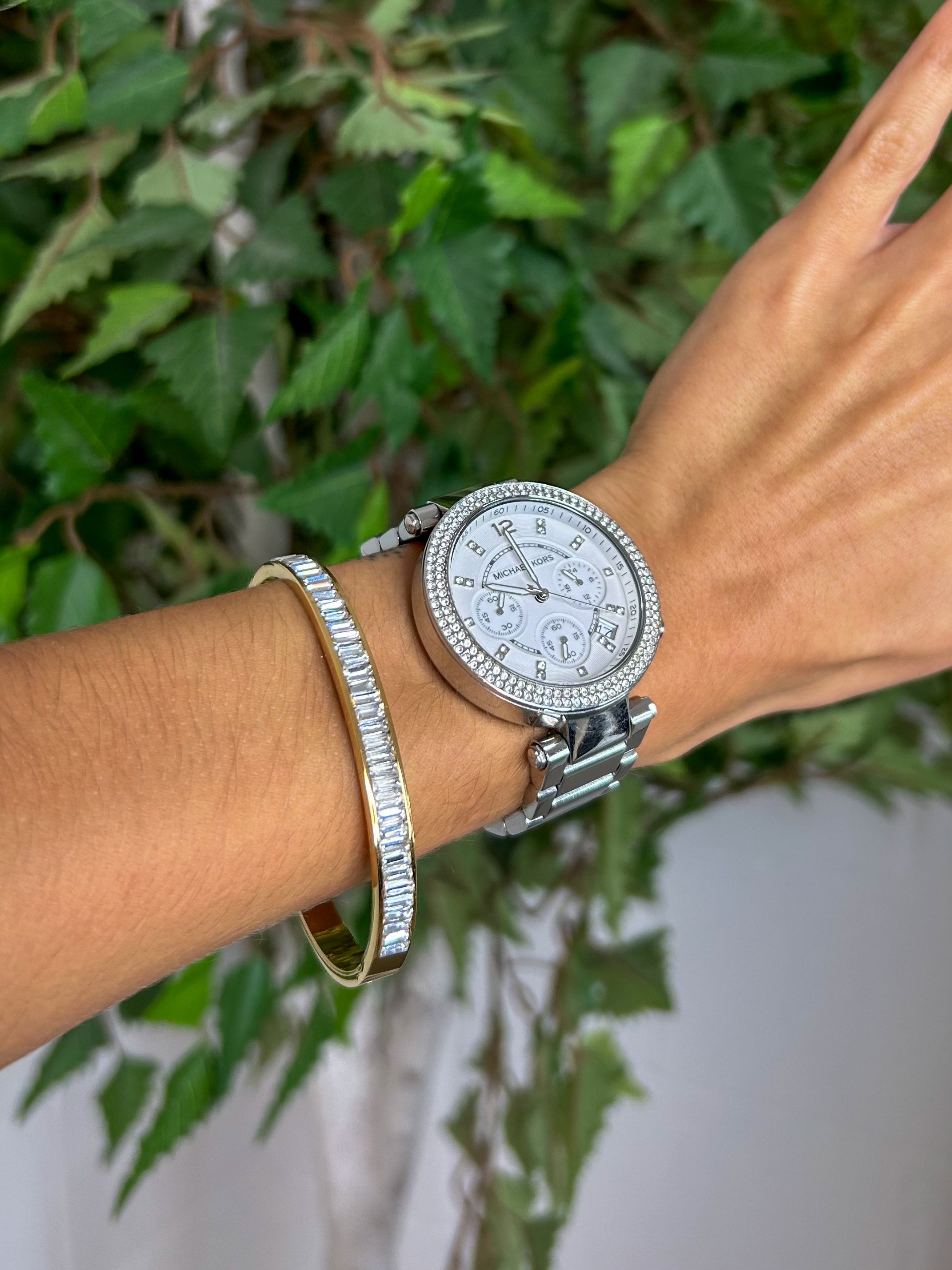 Thick Diamante Baguette Bangle (2 Colours)