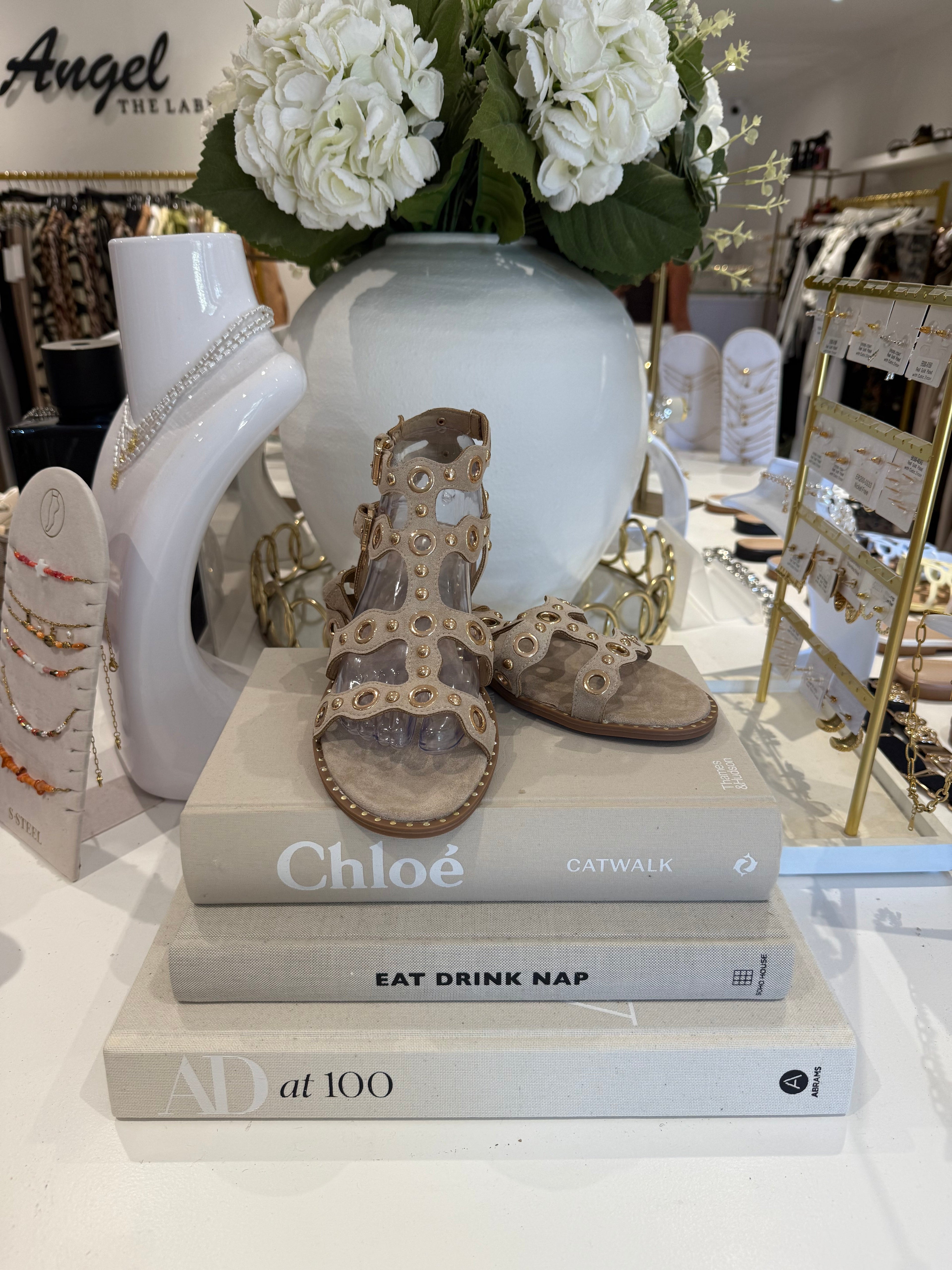 Gold Circle Detail Flat Sandal (4 Colours)