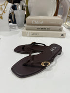 Toe Thong Flat Gold Buckle Sandals (2 Colours)