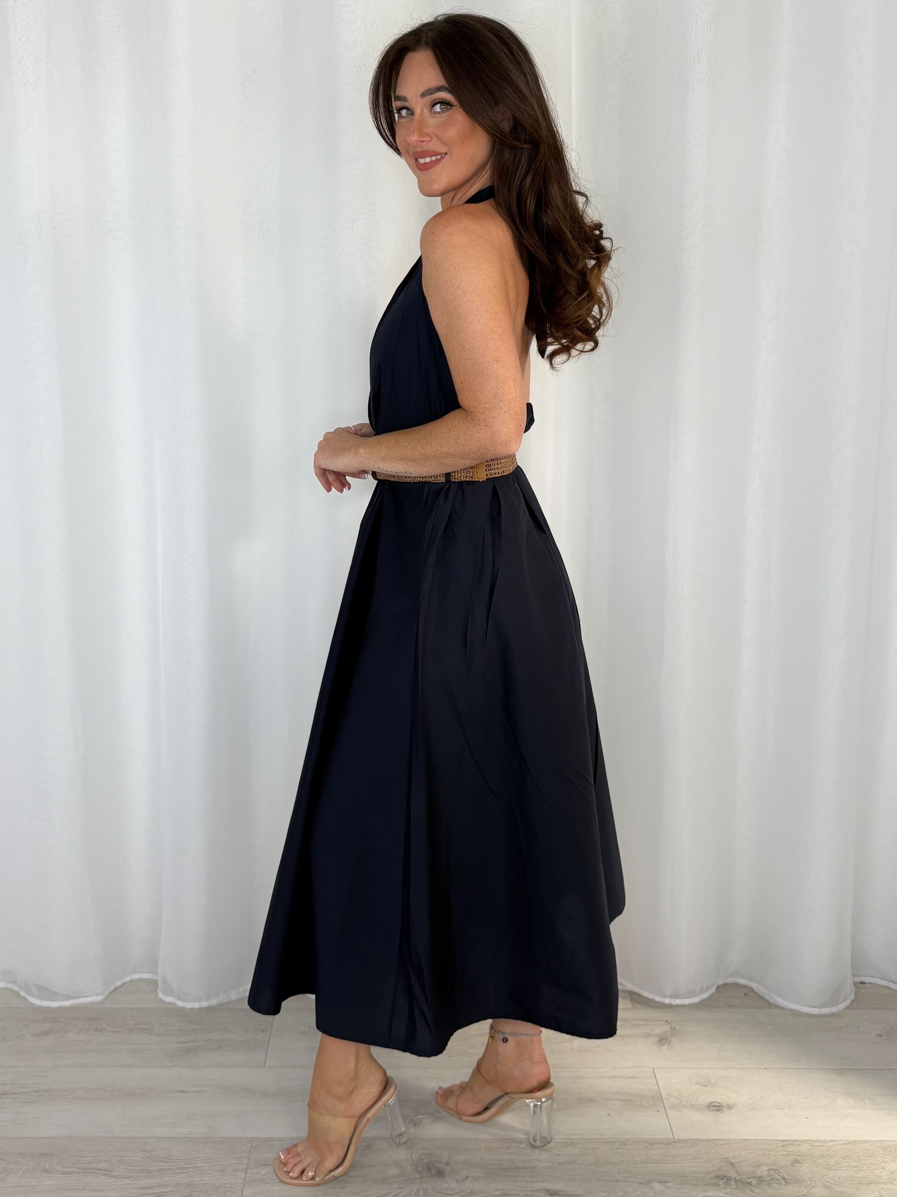Woven Belt Strap Midi Dress (5 Colours)