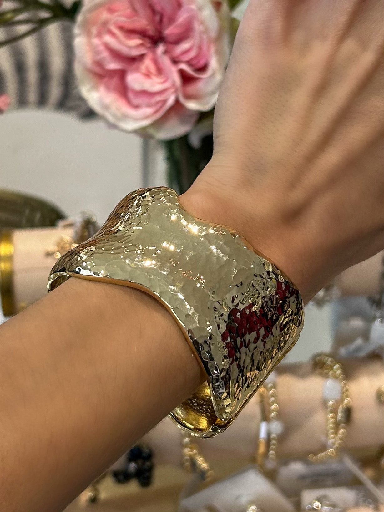 Chunky Gold Textured Wavy Bracelet