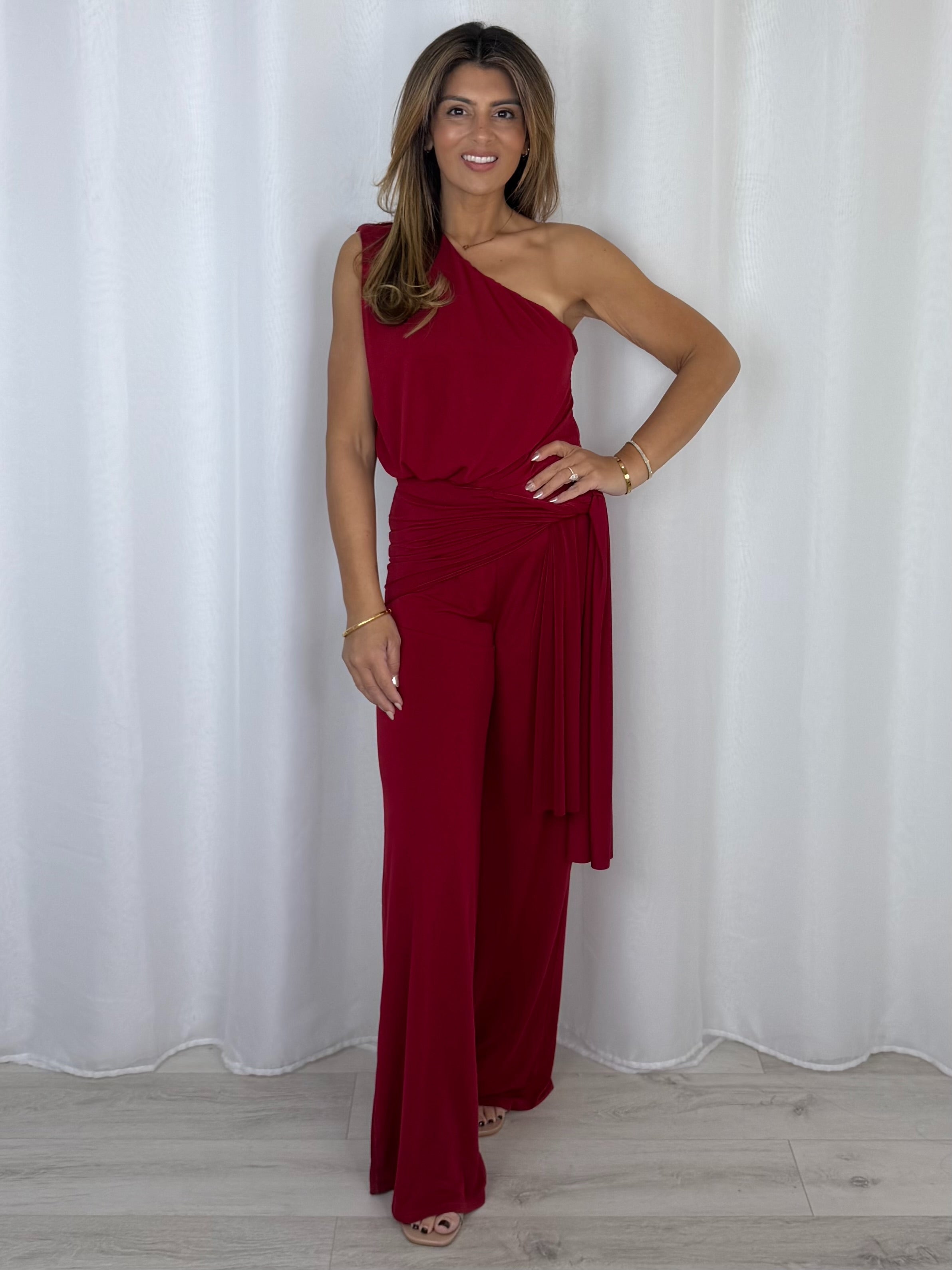 One Shoulder Draped Jumpsuit (8 Colours)