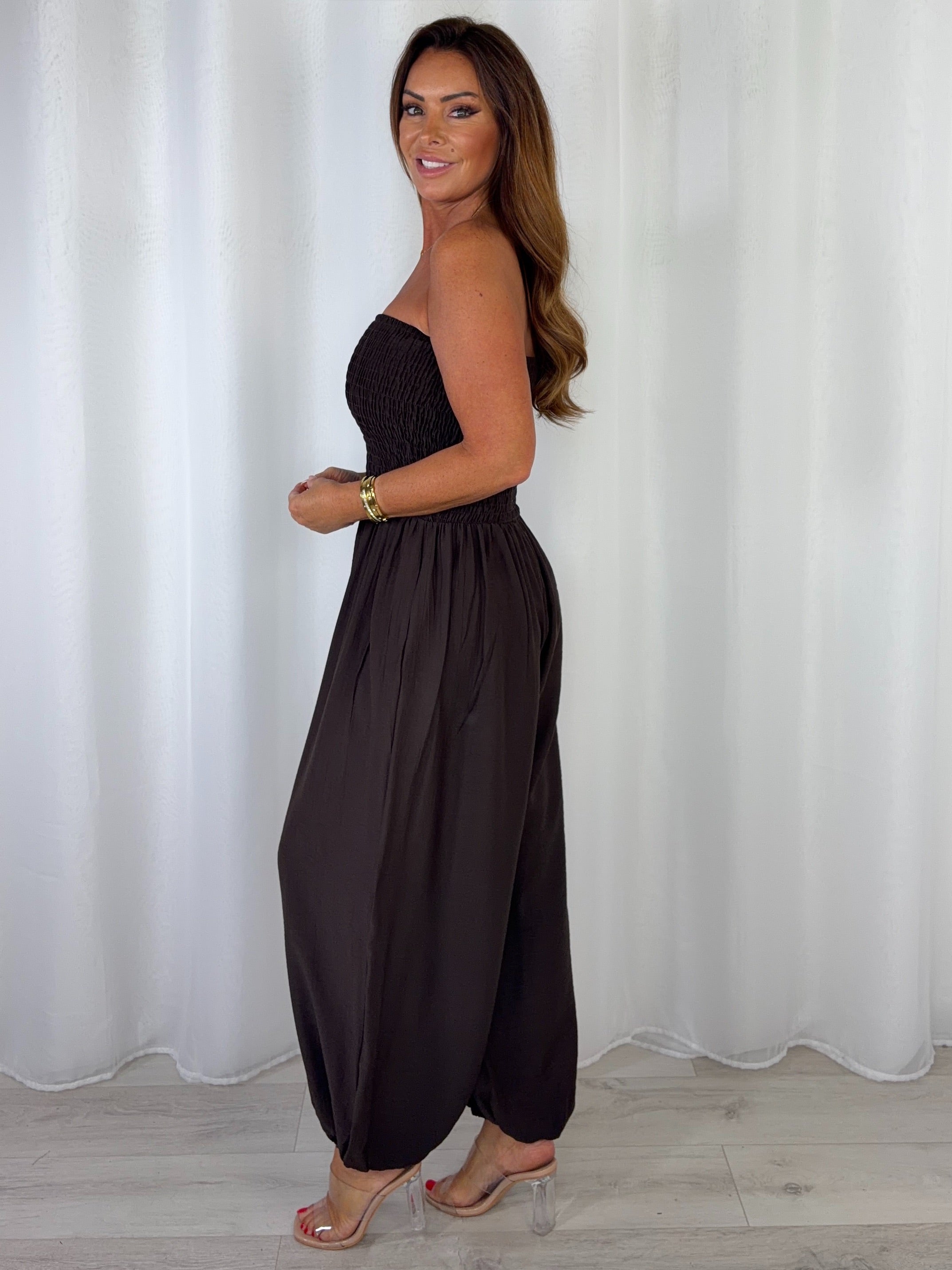 Smocked Bandeau Hareem Trouser Jumpsuit (4 Colours)