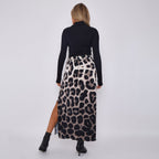 Leopard Retro Monochrome Ripple Pleated Skirt