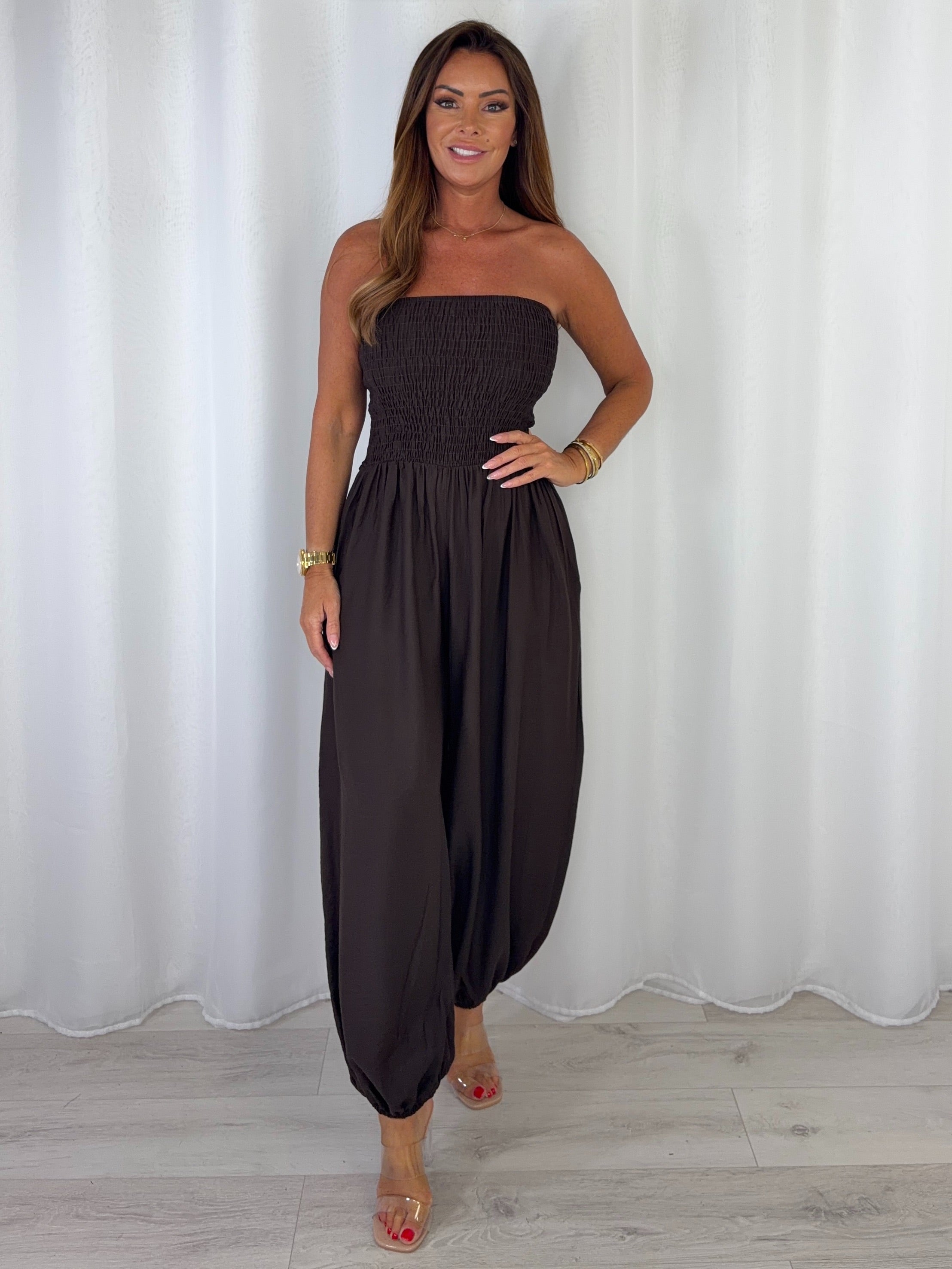 Smocked Bandeau Hareem Trouser Jumpsuit (4 Colours)