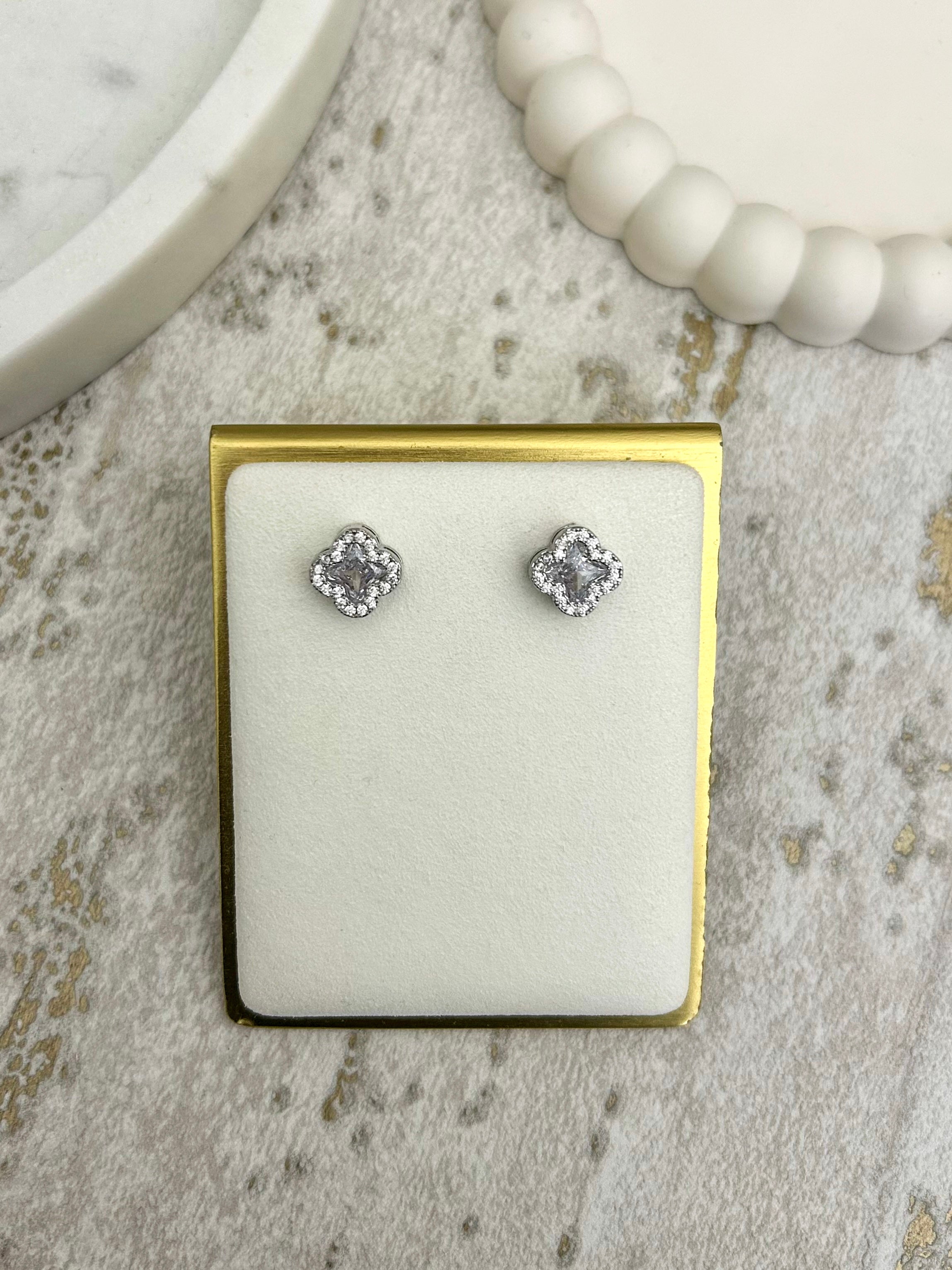 Diamond Flower Stud Earrings (2 Colours)