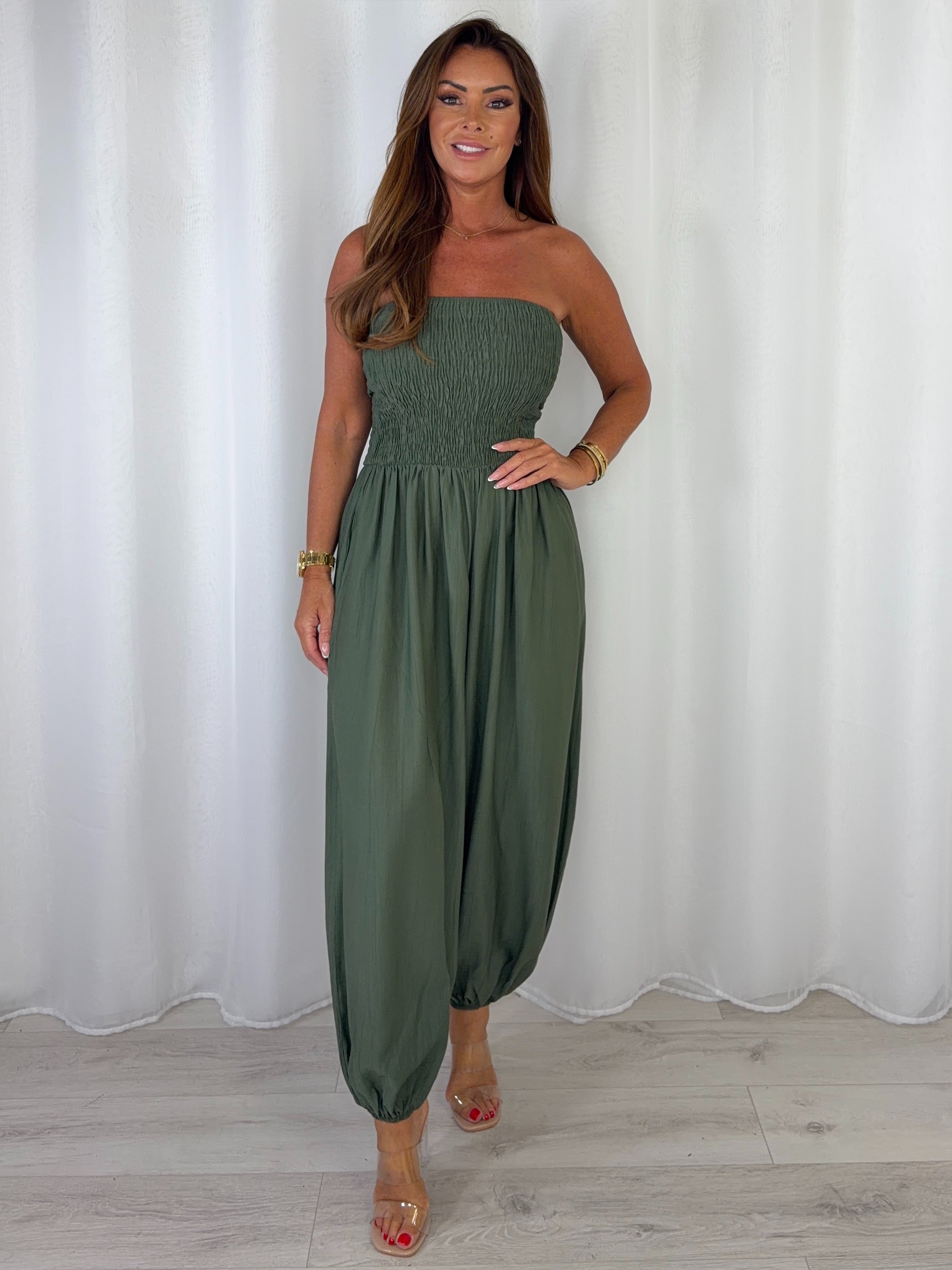 Smocked Bandeau Hareem Trouser Jumpsuit (4 Colours)