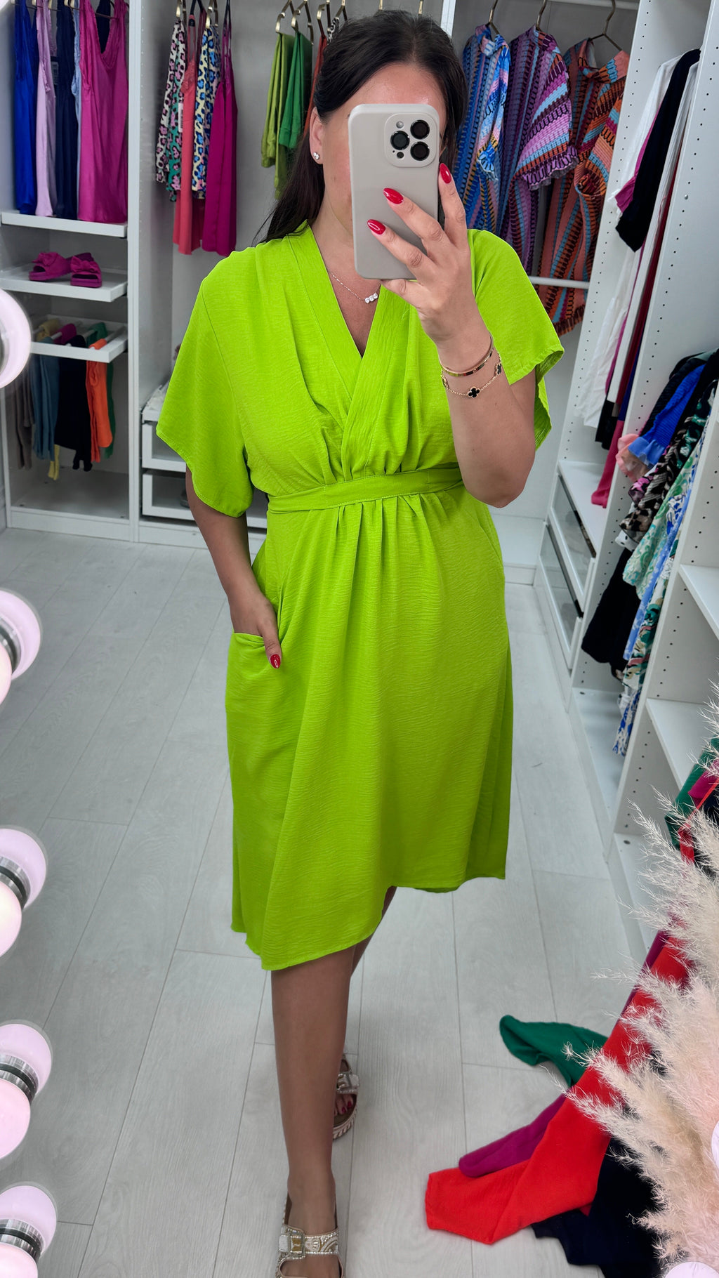 Clarissa Wrap Effect Pocket Shift Dress
