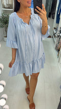 Nerine Striped Loose Fit Bardot Dress
