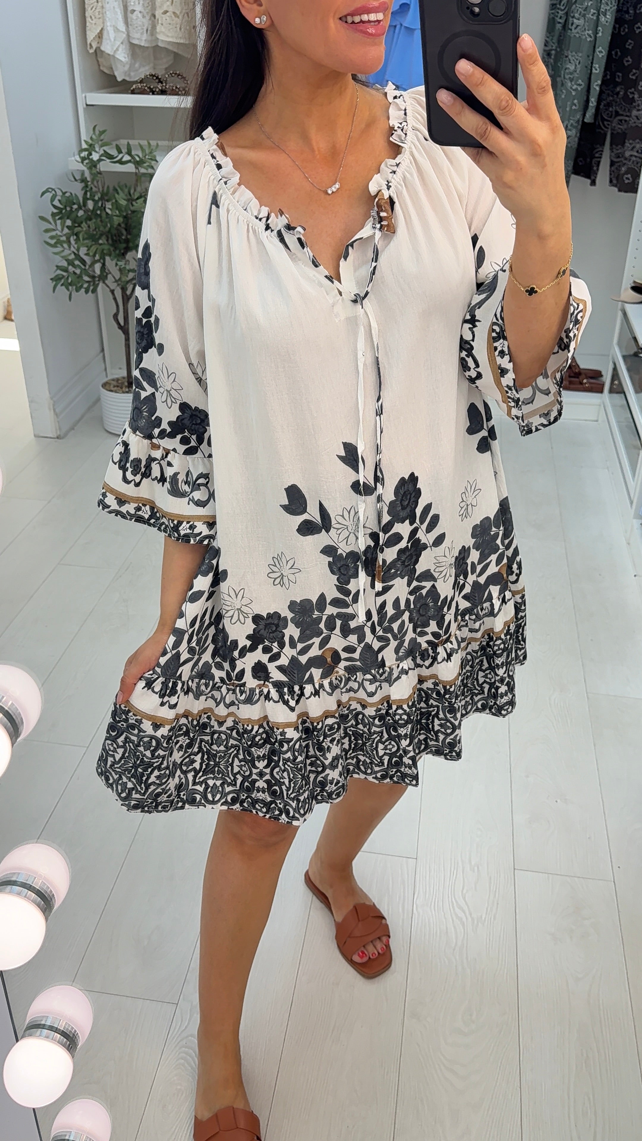 Pavlina Floral Print Loose Fit Bardot Dress
