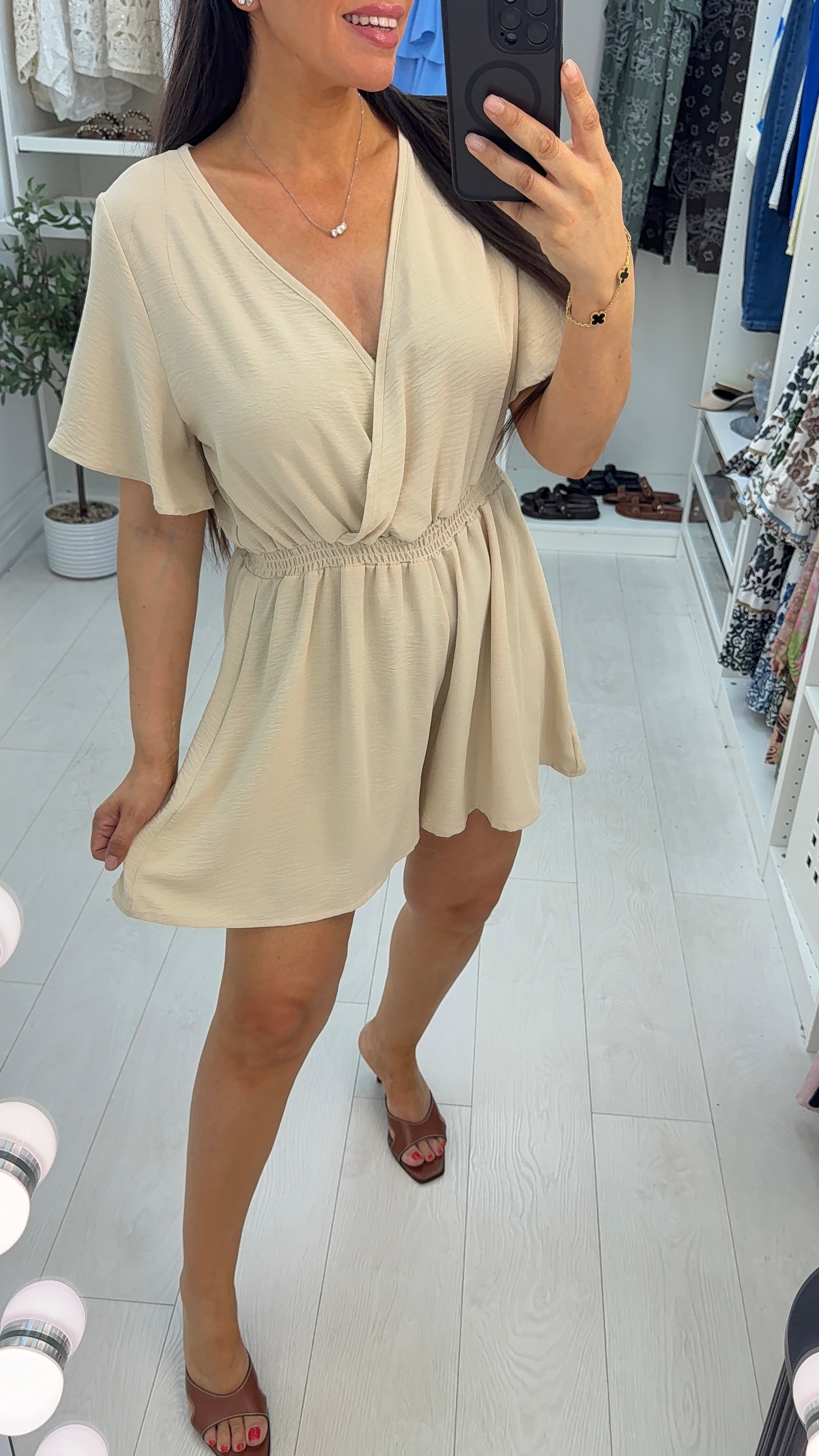 Utopia Plain V Neck Playsuit