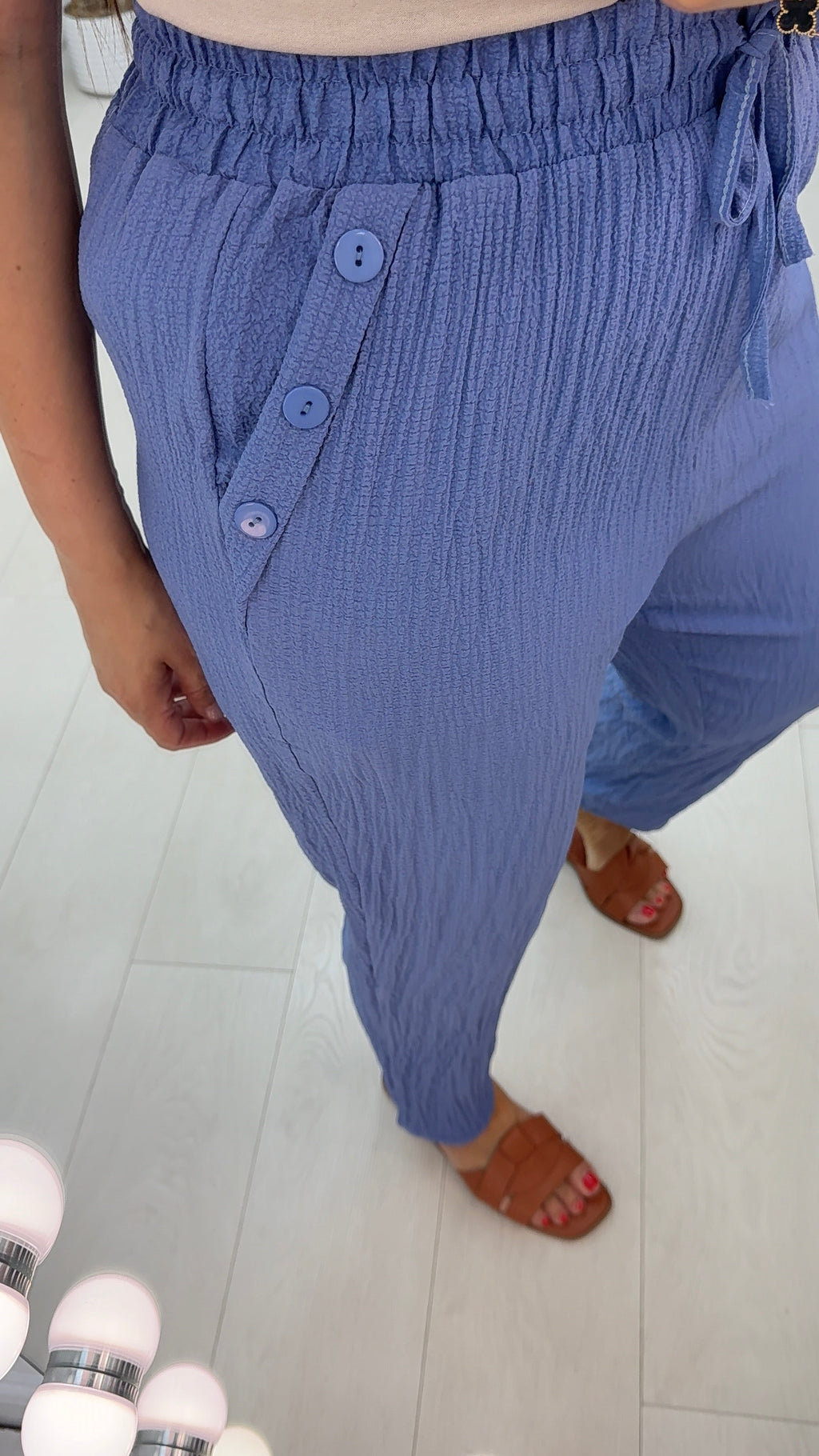 Roselle Plain Textured Wide Leg Trousers