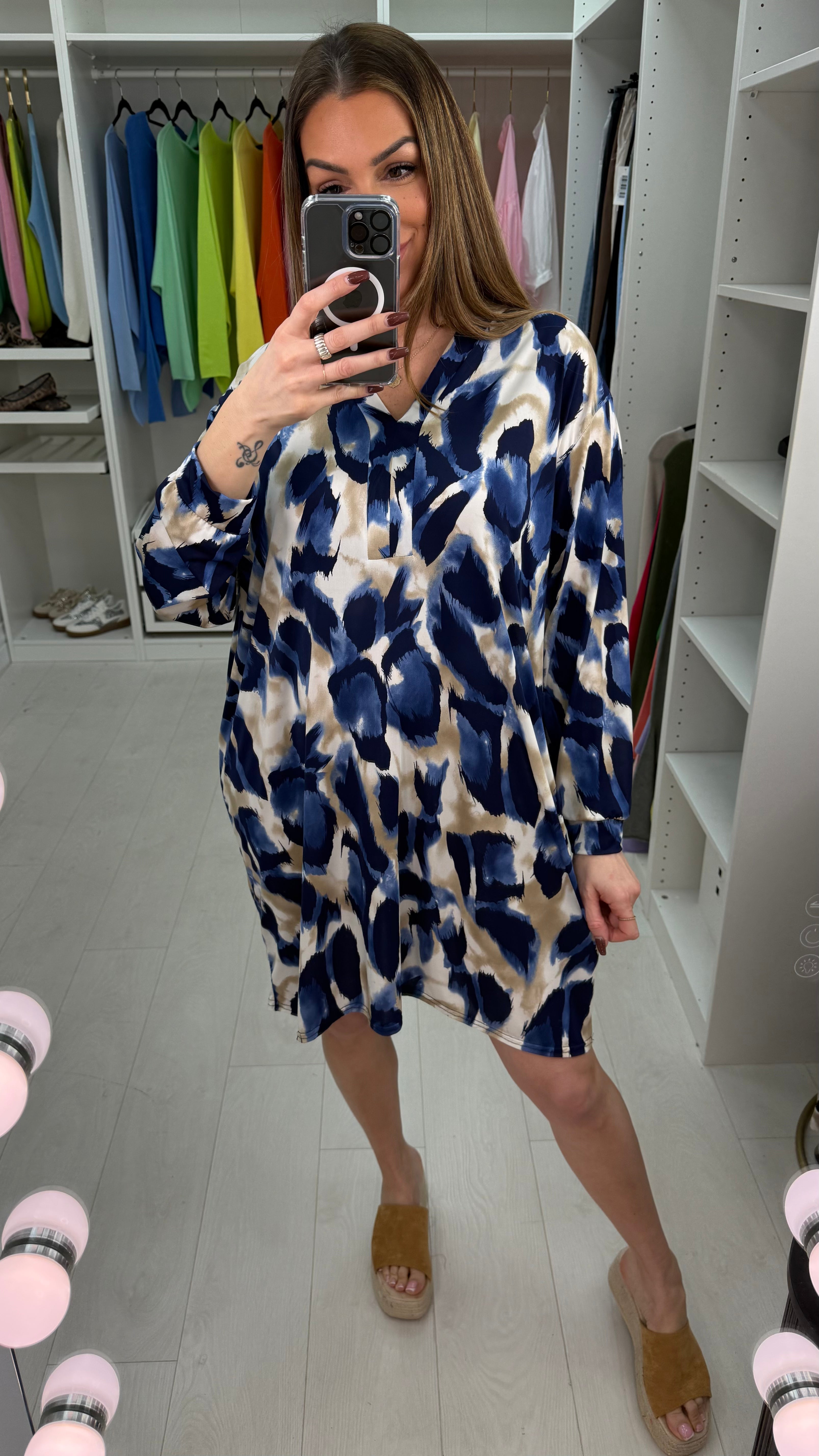 Nora Animal Print V Neck Magic Midi Dress