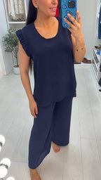 Keely Plain Crochet Detailed Loose Fit Co-Ord Set