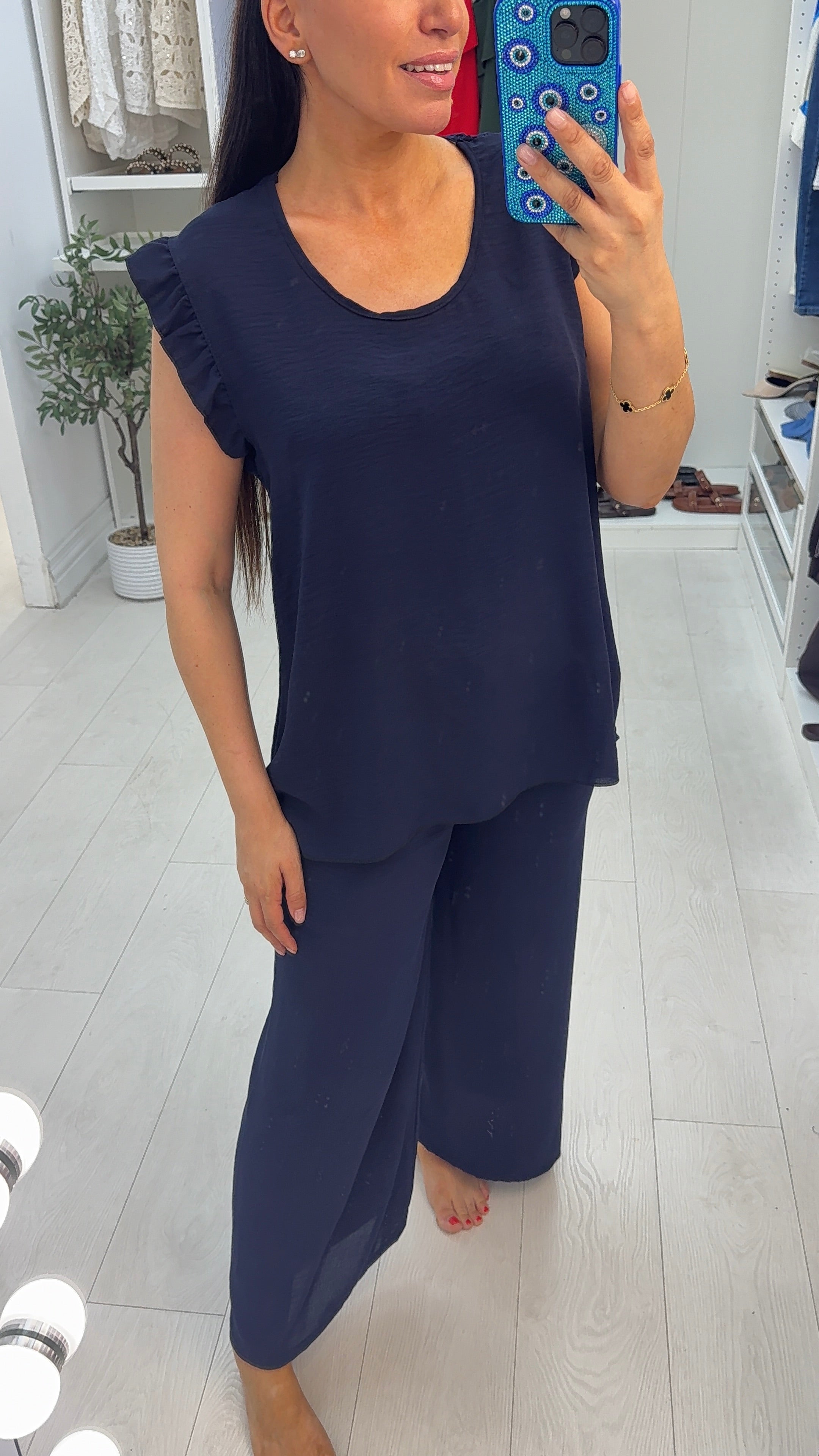 Keely Plain Crochet Detailed Loose Fit Co-Ord Set