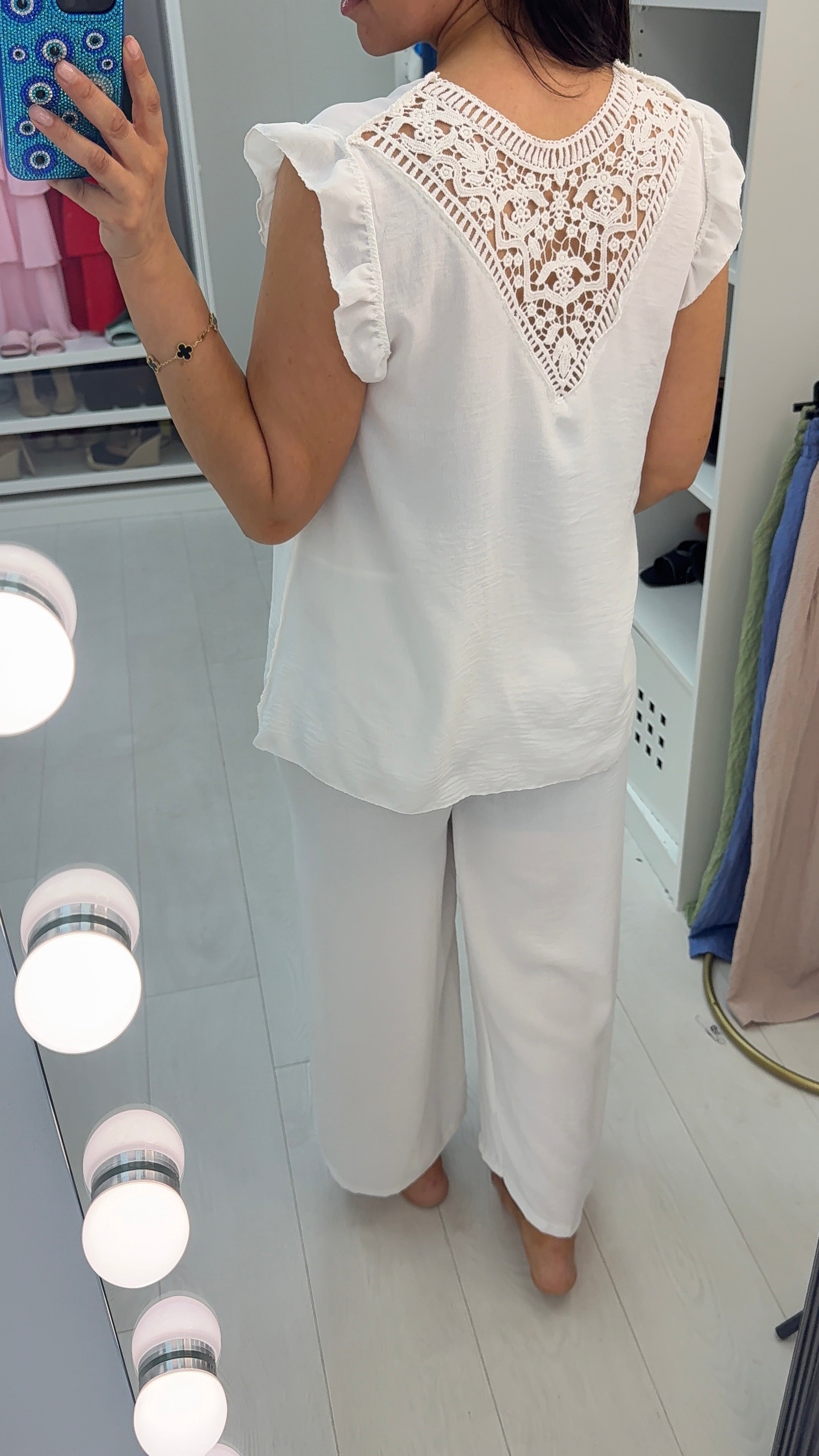 Keely Plain Crochet Detailed Loose Fit Co-Ord Set