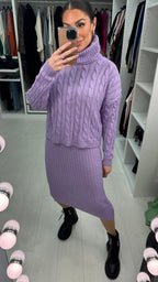 Charlee Two Piece Cable Knit Jumper Midi Dress