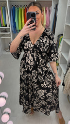 Janella Floral Print V Neck Magic Maxi Dress