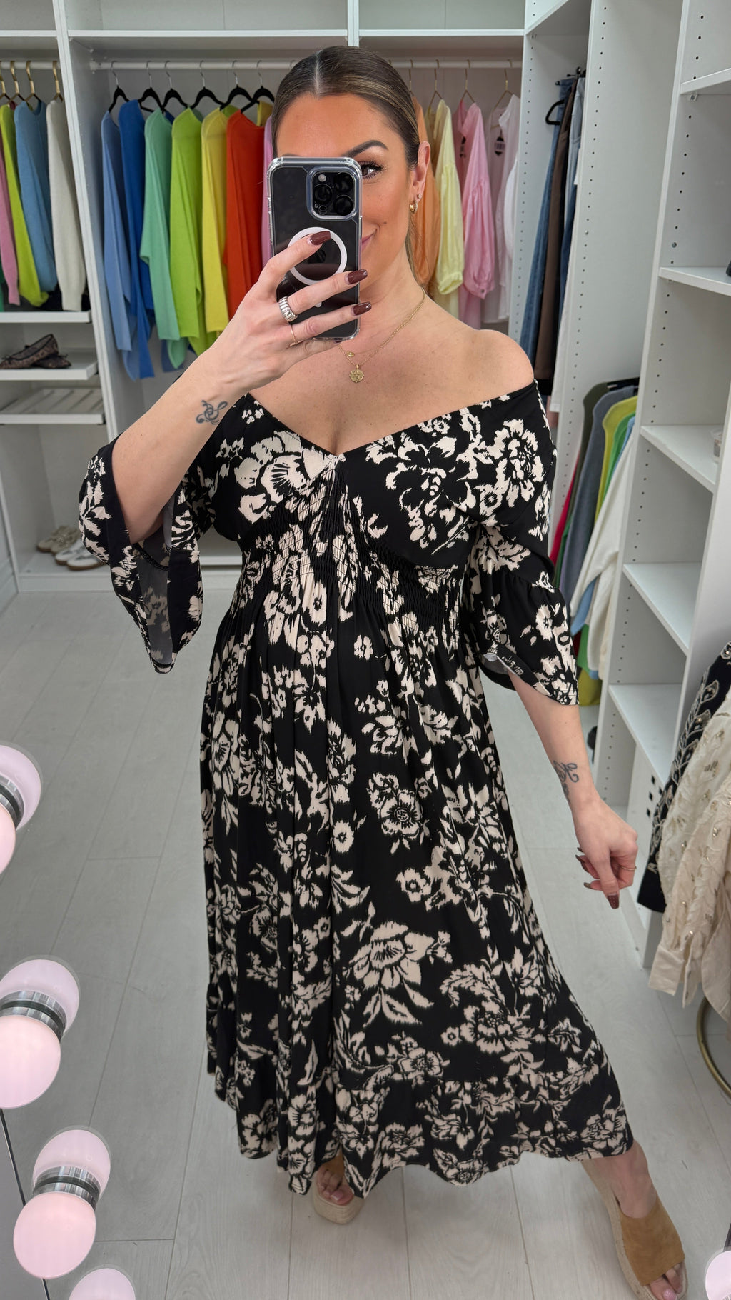 Janella Floral Print V Neck Magic Maxi Dress
