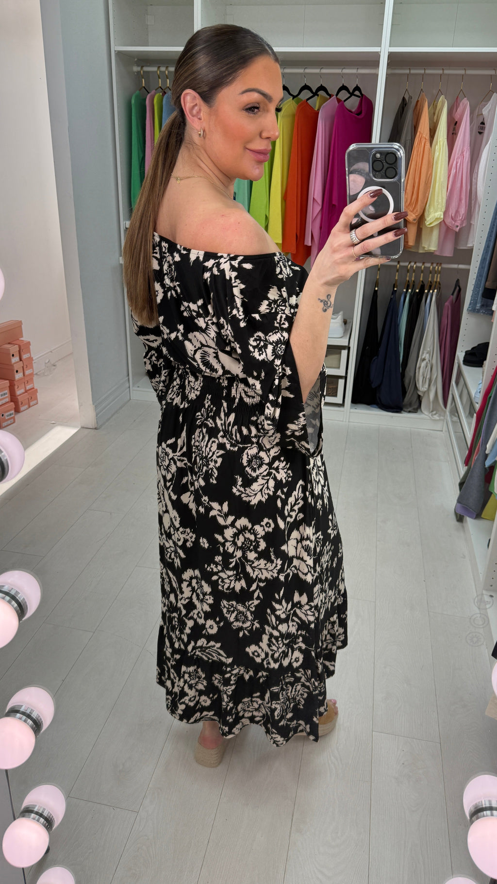 Janella Floral Print V Neck Magic Maxi Dress