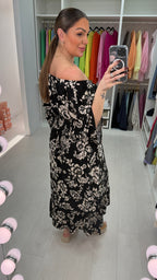 Janella Floral Print V Neck Magic Maxi Dress