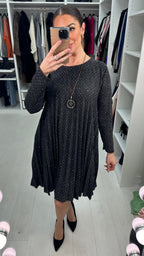 Abriella Diamante Pleated Loose Fit Jumper Dress