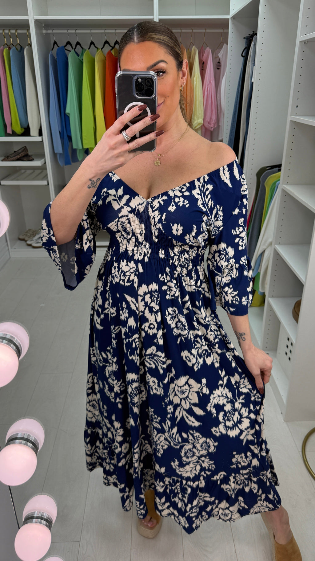 Janella Floral Print V Neck Magic Maxi Dress