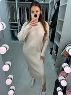 Asira Ribbed Knit Plain Maxi Dress
