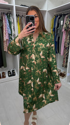 Deenah Butterfly Print V Neck Magic Dress