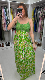 Falisha Watercolour Print Crochet Bust Maxi Dress
