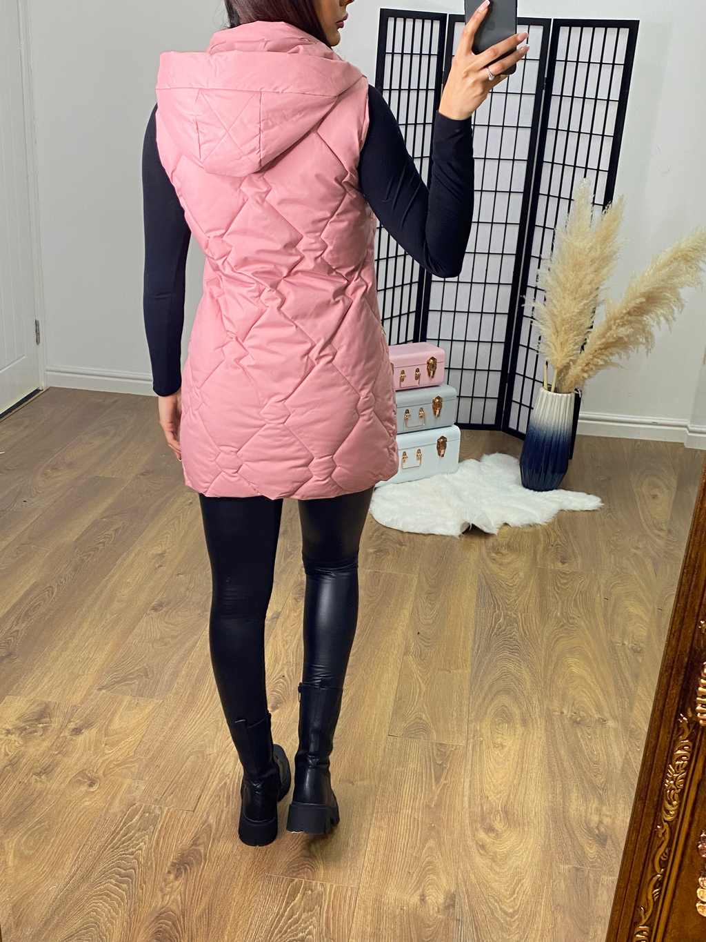 Monico Pink Quilted Hooded Gilet