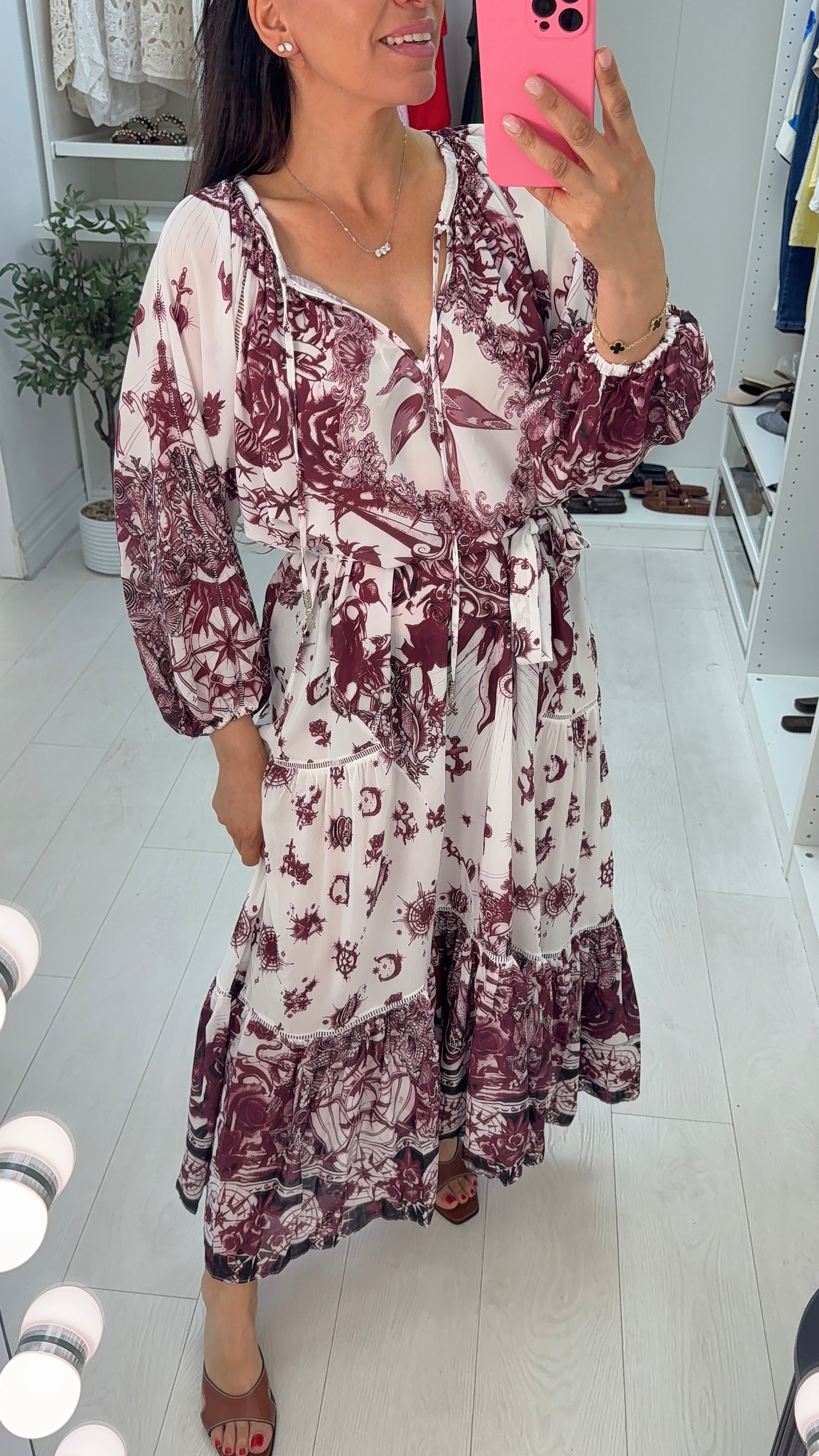 Zarine Embellished Loose Fit Belted Dress