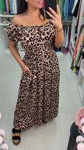 Meggie Leopard Print Button Detailed Maxi Dress