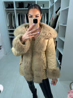 Alanda Tan Faux Fur Toggle Waist Jacket
