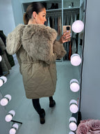 Eduardo Faux Fur Hood/Collar Coat