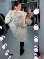 Eduardo Faux Fur Hood/Collar Coat