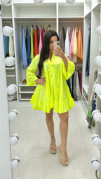 Kyla Neon Broderie Anglaise Smock Dress