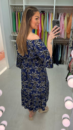 Freddie V Neck Shirred Waist Magic Midi Dress
