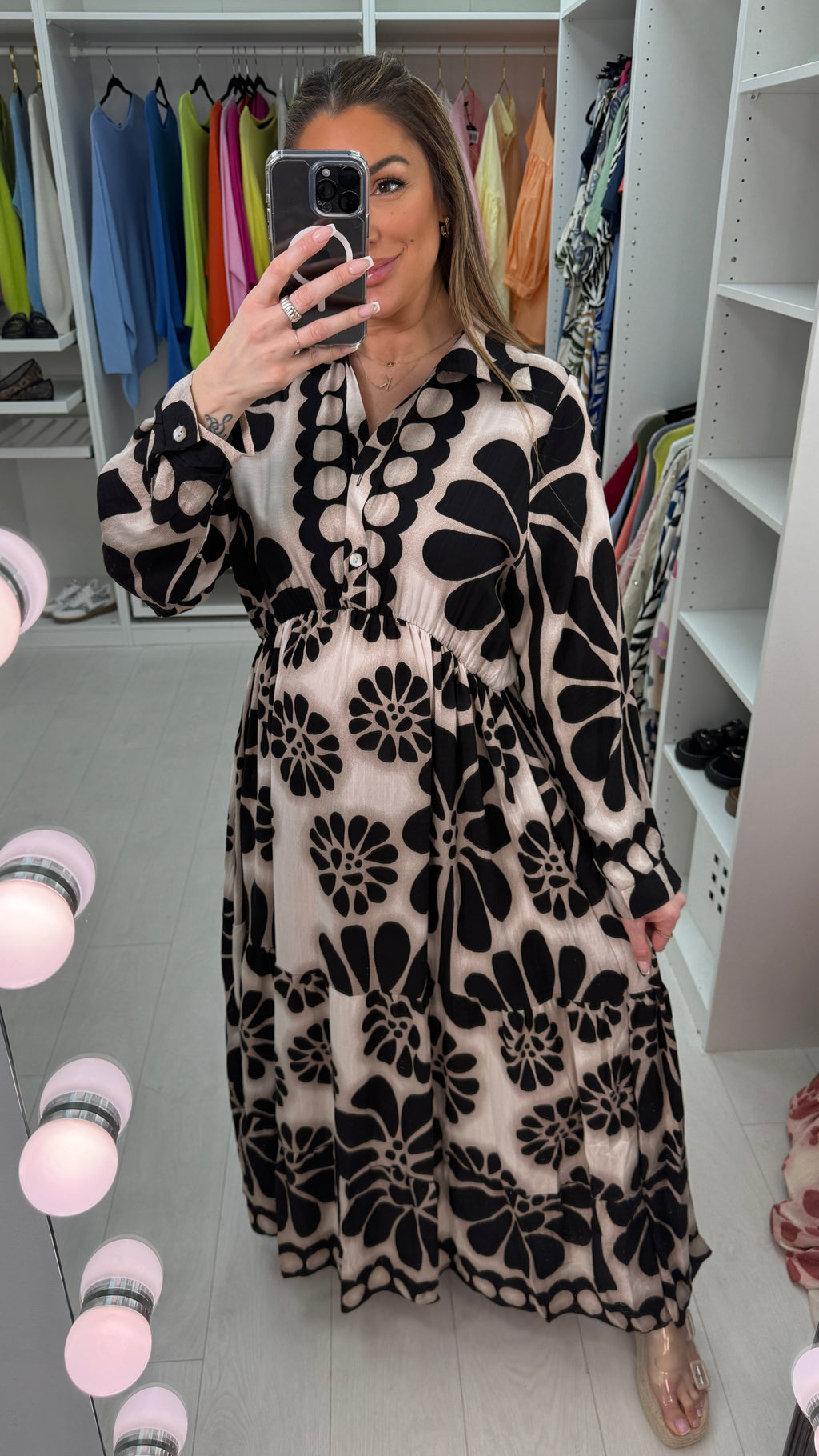 Fabiana Floral Print Smock Maxi Dress