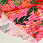 Colorful Floral Sleeveless Tropical Pattern V-Neck Vest Top & Pleated Pants