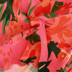 Colorful Floral Sleeveless Tropical Pattern V-Neck Vest Top & Pleated Pants