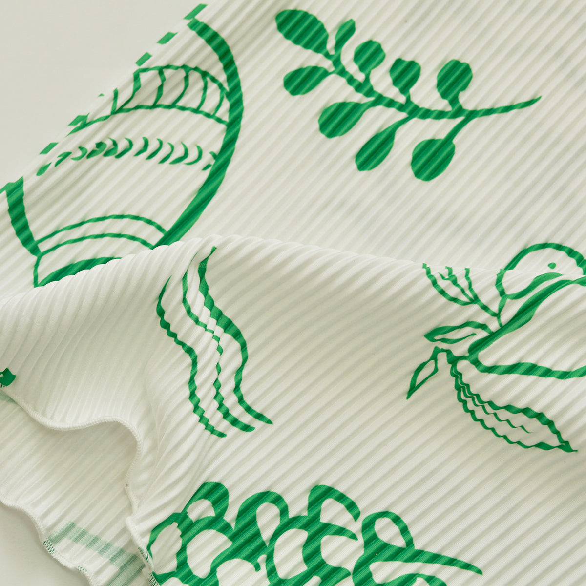 Green Whimsical Illustrated Print Pattern V-Neck Vest Top & Pleated Pants