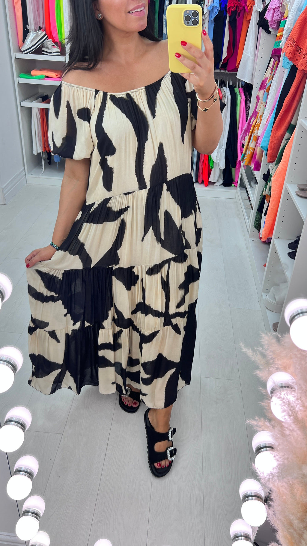 Wizard Shadow Print Smock Maxi Dress