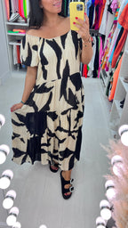 Wizard Shadow Print Smock Maxi Dress