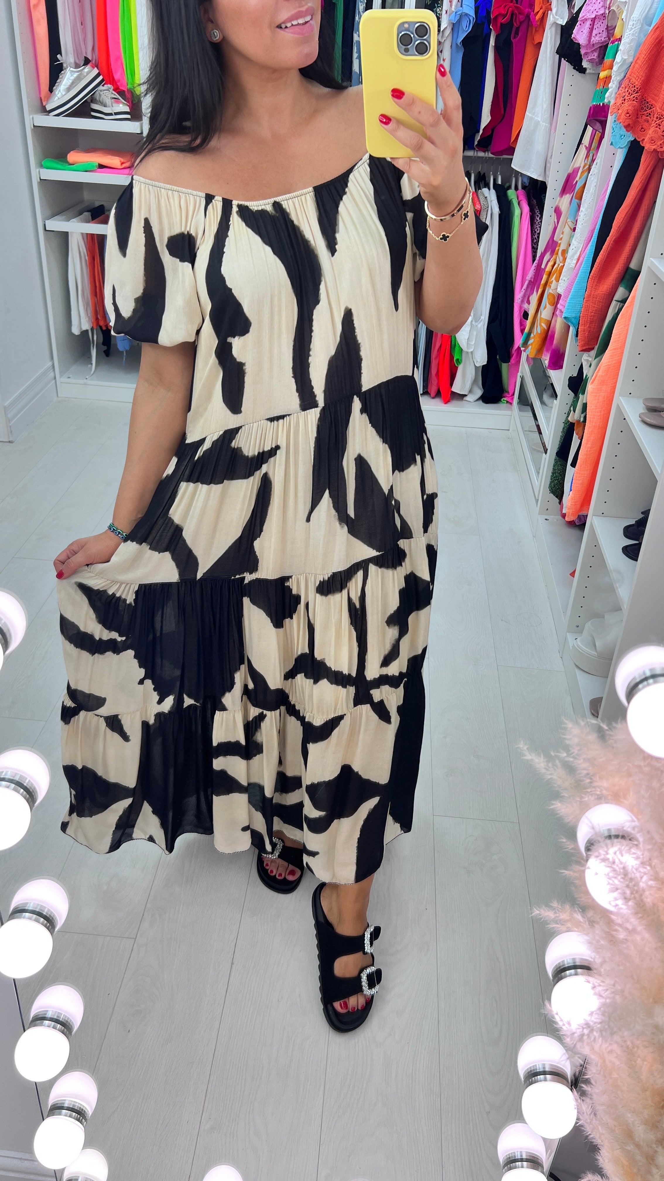 Wizard Shadow Print Smock Maxi Dress